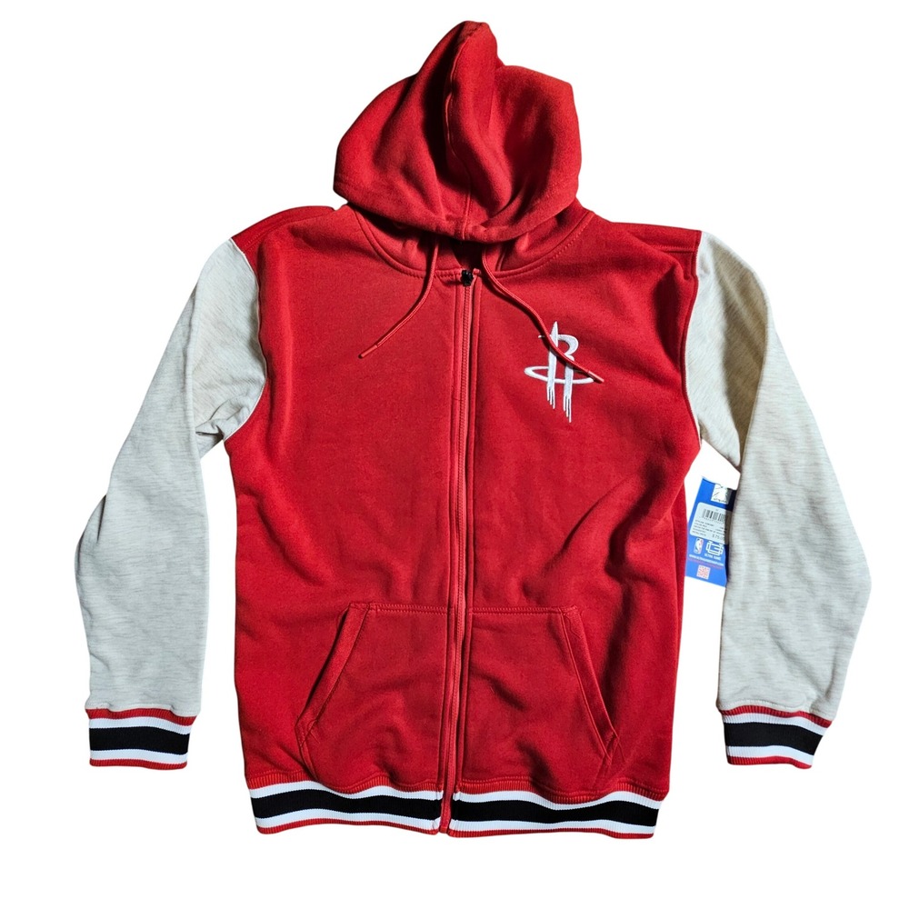 Houston Rockets NBA Ultra Game Zip Up Hoodie M Colorblock Varsity VZMI286F NWT